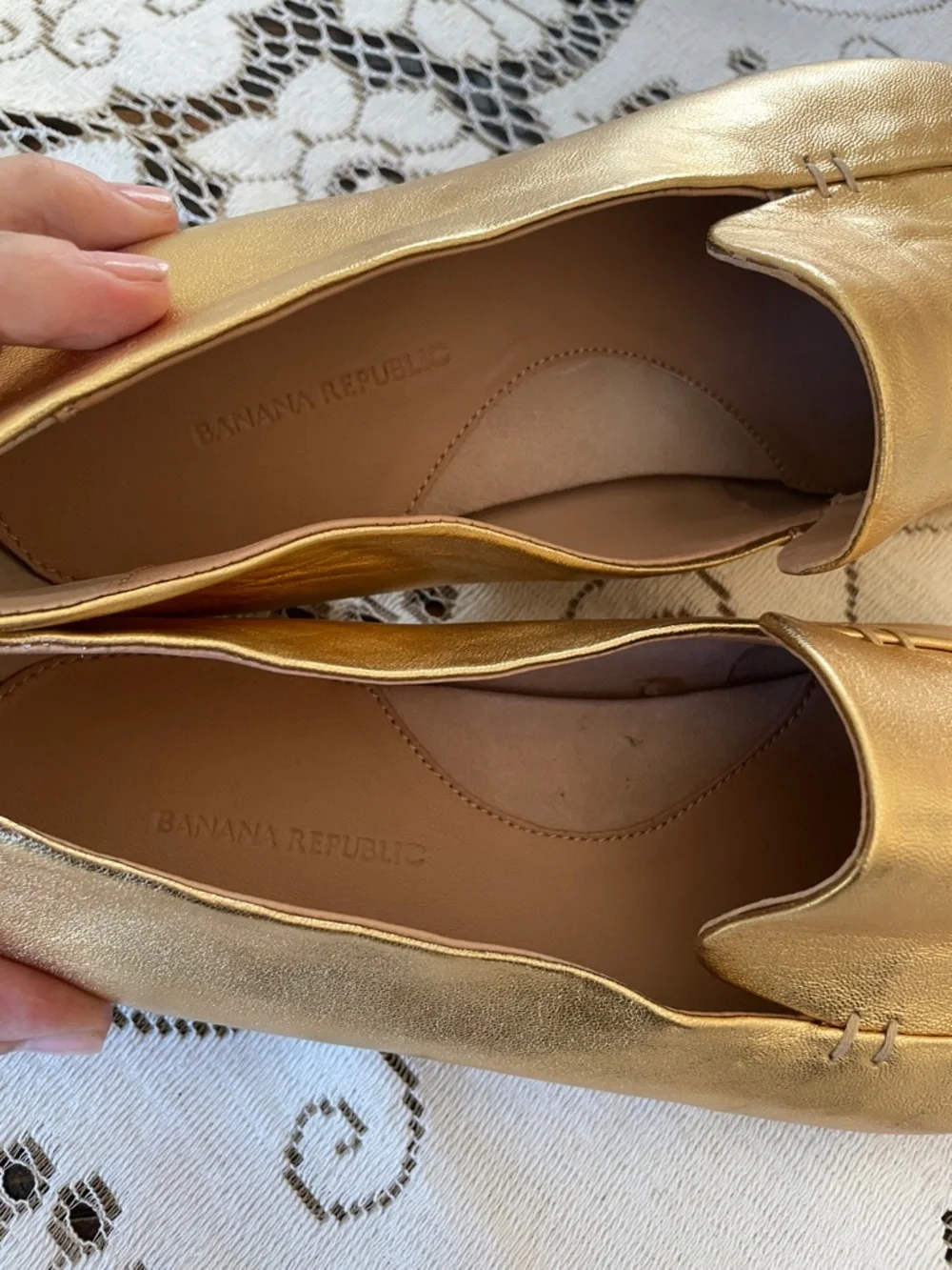 Banana Republic Metallic Gold Leather Loafers - Picture 3 of 9